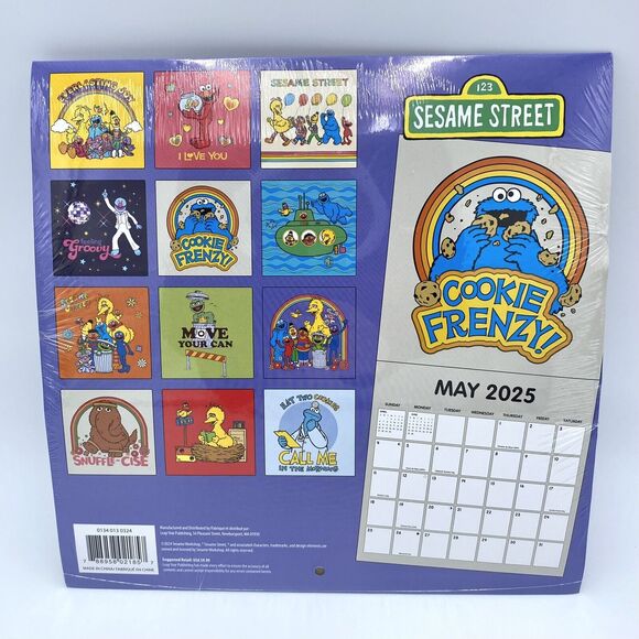 Sesame Street 2025 16-Month Wall Calendar Retro 10" x 10" NEW - Picture 2 of 4